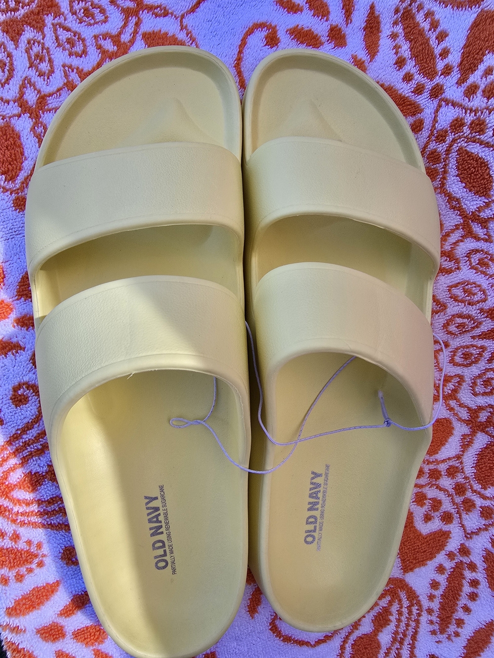 Old Navy Women's Pale Yellow Double-Strap Slide Sandals
